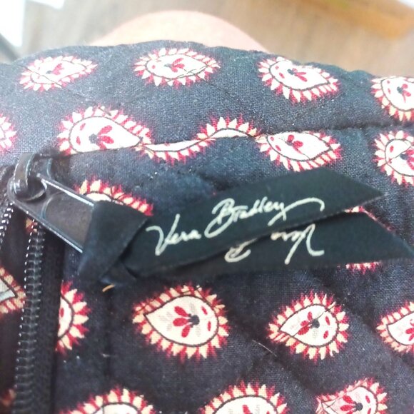 Boho Chic Black & White Cotton Crossbody Bag With Red Accents Zipper Pocket Adju - Picture 7 of 7